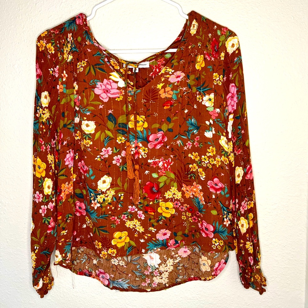 Floral Women's Top - Brown